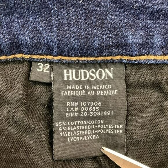 Hudson Mens Byron Straight Zip Fly Jeans 32 Dark Wash Cotton/Polyester - Picture 5 of 14